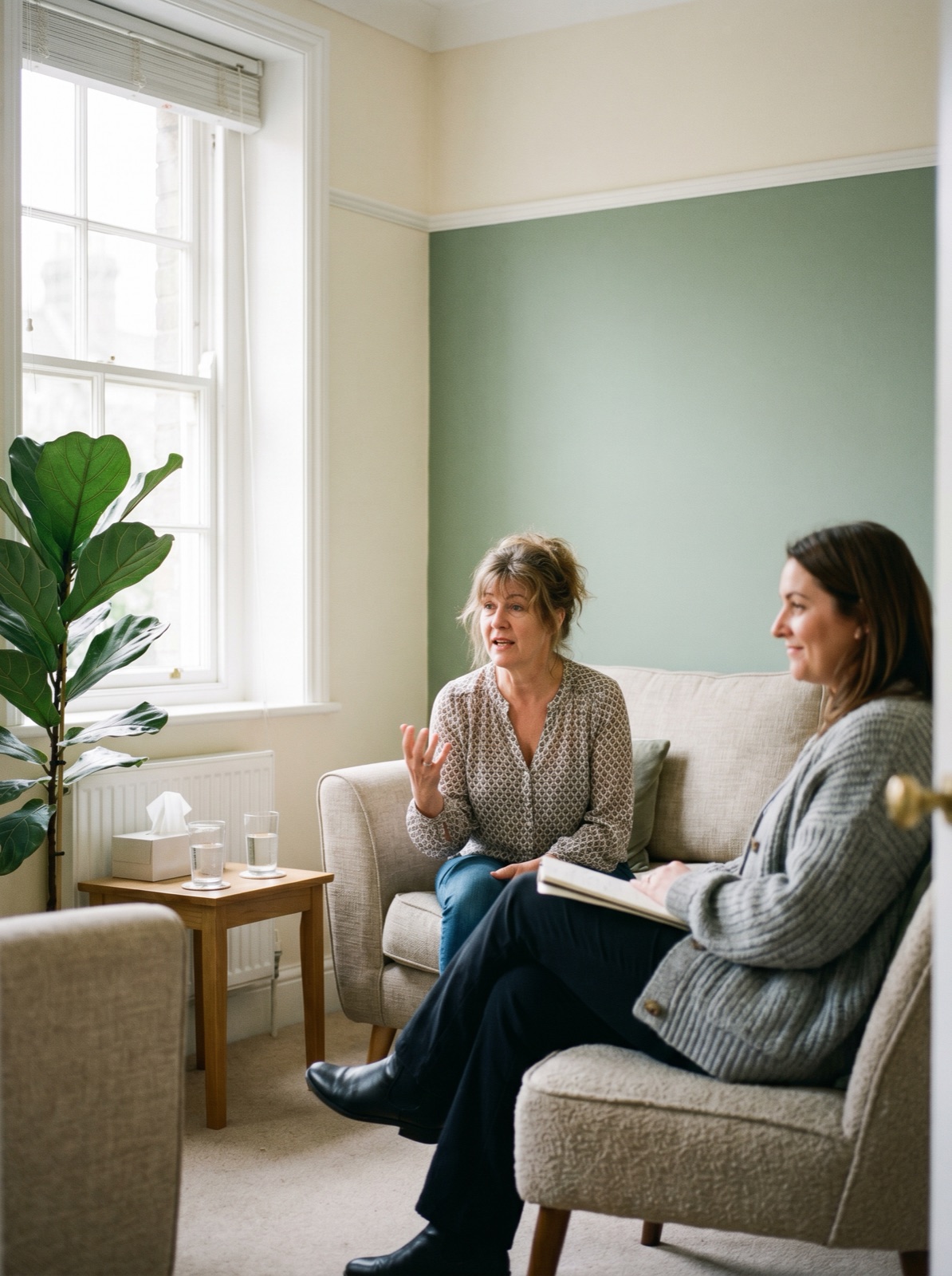 A relaxed counselling conversation at home